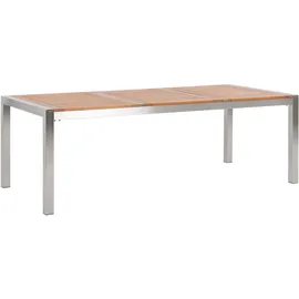 Beliani Gartentisch 220 x 100 x 74 cm Hellbraun/Silber