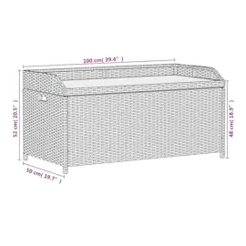 vidaXL Bank mit Stauraum Grau 100x50x52 cm Poly Rattan Akazienholz