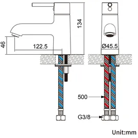 Auralum Wasserhahn Bad, Höhe 134 mm, Einhebel-badarmatur, universelle verchromte Mischbatterie, Waschtischarmatur für Bad, Gästetoiletten