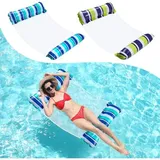Set Mit 2 Wasserhängematten, Aufblasbare Hängemattenstühle Für Den Pool, 4-in-1-luftmatratze Und Leichter Schwimmstuhl, Tragbar Für Kinder Und Erwachsene, Meer, Strand, Pool, Party, Urlaub (blau & Grü