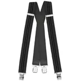 Fabio Farini Hosenträger 4cm Breites X-Design verstellbar mit extra starken Clipverschluss, Grau (schwarze Streifen) grau|schwarz