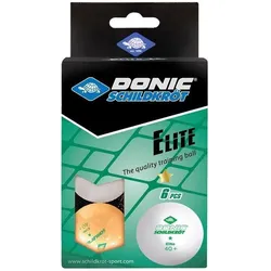 Donic Tischtennisbälle Elite 1* 6 Stück 3x weiß / 3x orange EINHEITSGRÖSSE