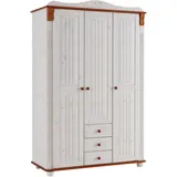 otto home Kleiderschrank OTTO HOME "Adele", weiß (weiß, kirschbaumfarben), B:130cm H:191cm T:53,5cm, Massivholz, Schränke, Kleiderschrank, aus massiver Kiefer,Spiegel beim 4-und 5-trg.Schrank, Innenausstattung