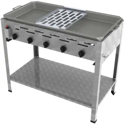 ChattenGlut Professional Gastrobräter 5-flammig Standgerät 22,5kW und Reibekuchen Auflage