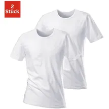 H.I.S. T-Shirt H.I.S, Herren, Gr. XXL, weiß, Jersey, Obermaterial: 95% Baumwolle, 5% Elasthan, unifarben, Basic, bequem, Rundhals, abgesteppte Kante, Shirts T-Shirt, mit Rundhalsausschnitt perfekt als Unterziehshirt