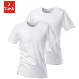 H.I.S. T-Shirt H.I.S, Herren, Gr. XXL, weiß, Jersey, Obermaterial: 95% Baumwolle, 5% Elasthan, unifarben, Basic, bequem, Rundhals, abgesteppte Kante, Shirts T-Shirt, mit Rundhalsausschnitt perfekt als Unterziehshirt