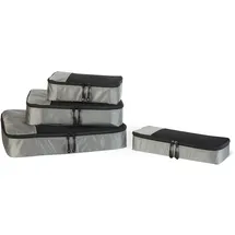 Amazon Essentials 4-teiliges Packwürfel-Reisezubehörset, Gepäckorganizer mit Doppelreißverschluss, Netzoberseite, 100% Polyester, klein/mittel/groß/schmal, grau (früher Amazon Basics)