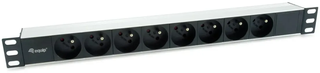 Equip 8-Fach Französische Steckdosenleiste, Aluminium-Schale