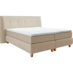 Boxspringbett ALINA "Luella", beige (beige tcm 12), B:224cm L:214cm, Komplettbetten, Boxspringbett, ADA trendline Boxspringbett, inkl. Matratze und Viscoschaum-Topper