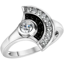 VIVANCE Fingerring "925-Sterling Silber rhodiniert Zirkonia" Gr. 54, weiß, Fingerringe, Damen, 054 (17,2), Silber 925 (Sterlingsilber), Fingerring