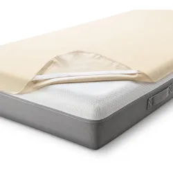 Sleezzz Basic Molton Matratzenschutz 100 x 200 cm, Matratzenschoner aus 100 % Baumwolle, Naturfarben , Fixspann