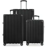 Hauptstadtkoffer Q-Damm - 3er Kofferset - Handgepäckskoffer 54 cm, mittelgroßer Koffer 68 cm + großer Reisekoffer 78 cm, Hartschale ABS, TSA, Schwarz