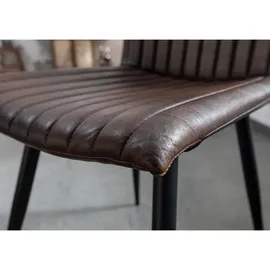 Massivmoebel24 Polsterstuhl Leder braun