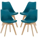 [en.casa] Esszimmerstuhl-Set, Türkis, Leder, 49x81x57 cm, Esszimmer, Stühle, Esszimmerstühle, Vierfußstühle