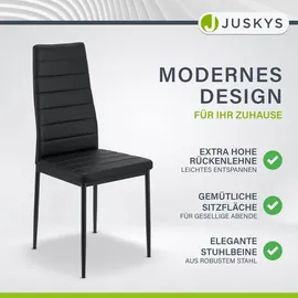Juskys Essgruppe Dalya - Set mit Esstisch & Stühlen für 4 Personen - Esszimmergarnitur in Schwarz