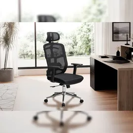 KADIMA DESIGN Bürostuhl Mesh Schwarz-Silber