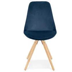Vintage Esszimmerstuhl Samt Buchenholz  Retro Sessel Gepolstert  Gemuetlicher Hocker Benzinblau  Zeitloses Design  Kadima Design
