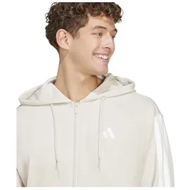 adidas Men's Essential Three Stripes French Terry Fullzip Hoodie, Wonder Alumina/White, XS