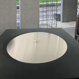 Gardenforma Elementi Edelstahl-Abdeckung mit Hebeknopf für Feuerstelle Branford Marra und Oku