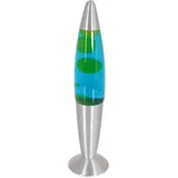 MEXLITE Tischleuchte Nachttischlampe Schreibtischleuchte Lavalampe, Metall Aluminium, schwarz blau grün, 1x E14 25 Watt 200 Lumen 2700 Kelvin
