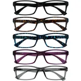OPULIZE Die Lesebrille Unternehmen 5er-Pack Leser Schwarz Braun Blau Lila Grau Herren Damen Lesehilfe RRRRR92-12357 +1,00