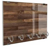 DEQORI Schlüsselbrett 'Blick auf Holzboden', (1 St), Schlüsselhalter Schlüssel Haken Schlüsselboard modern Schlüsselleiste braun