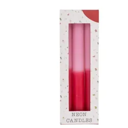 ootb Stabkerze mit Farbverlauf, rosa/rot, 3er-Set