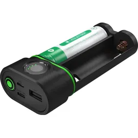 Ledlenser Flex10 Outdoor USB-C Powerbank Ladegerät, 2 Lithium Akkus, Kurze Ladezeit, Robustes Gehäuse, IP65 Schutz vor Staub, Wasser, Kurzschluss, Lade u. Kapazitätsanzeige