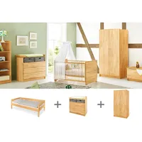 Pinolino Pinolino, Komplett-Babyzimmer, Jugendzimmer „Natura” breit, 3-tlg. (Kinderkleiderschrank, Wickelkommode)