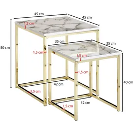 Wohnling Beistelltisch 2er-Set. LAMPHUN - weiß