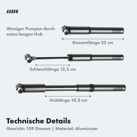 Aaron Pocket One Mini Fahrrad Pumpe - Grau