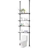 Vevor Aufbewahrung über der Toilette, 4-stufiger Verstellbarer Badezimmer-Organizer über der Toilette, kohlenstoffarmer Stahl, 135–332 cm hohes Lagerregal, einfach zu montierender Wäscheplatzsparer