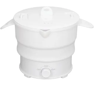 Electric Hot Pot, Multifunktionaler 1,2L Kochtopf Faltbarer Elektrischer Reisekocher Elektrischer Hot Pot Faltbar mit Dampfgitter für vielseitige Anwendungen zu Hause und unterwegs