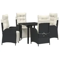 VidaXL 5-teiliges Garten-Esszimmer-Set Schwarz Poly Rattan