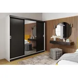 kier furniture Schiebetürenschrank 200 x 205 x 59 cm Schwarz/Weiß