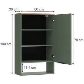 Vicco Hängeschrank Holzwerkstoff 60 x 100 cm Grün mit Tür