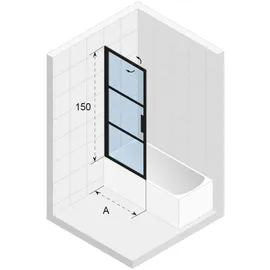 Riho Grid GB501 Badewannen-Duschabtrennung Ausführung links - schwarz
