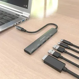 AISENS ASUC-5P022-GR USB-C 5 Ports), Dockingstation - USB Hub, Grau,