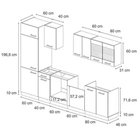Vicco Küchenzeile R-Line 300 cm Anthrazit Hochglanz