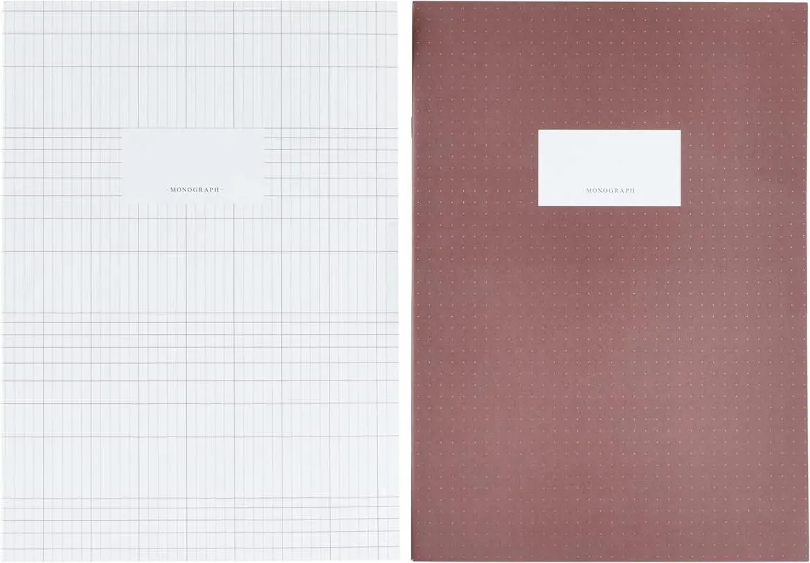 Linies Notizblöcke 21 x 30 cm Bordeauxrot mit Punkten und Linien 2 St.