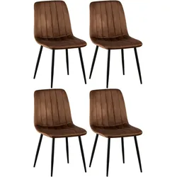 DELUKE® 4er Set Stühle LENZ Samt - 88x45x53cm, braun, Metall Gestell Stühle Esszimmerstühle Stuhl Esszimmer Esstisch Stühle Küchenstuhl