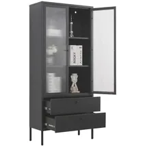 Coemo Vitrine Paris 80 x 35 x 180 cm Schwarz