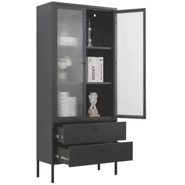 Coemo Vitrine Paris 80 x 35 x 180 cm Schwarz