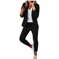 Hosenanzug Damen Elegant 2 Teiler Anzug Festlich Casual Hosenanzüge für Damen Blazer+Hosen Zweiteiler Business Outfit Frauen Hochzeit Fashion Two Piece Set Große Größen - L