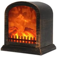 Yuragim Led Kamin, Elektrokamin Ohne Heizung Deko Kaminfeuer mit Flammeneffekt, USB &Batteriebetrieben Electric Fireplace Elektrische Kamine für Weihnachtsdeko Tischkamin Ornament Hause (Retro-Kupfer)