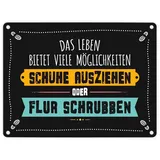 trendaffe Schuhe ausziehen oder Flur schrubben Metallschild Sauber Sauberkeit Wohnung Haus