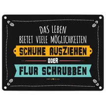 trendaffe Schuhe ausziehen oder Flur schrubben Metallschild Sauber Sauberkeit Wohnung Haus