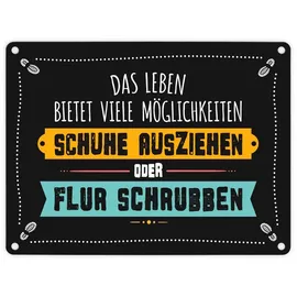 trendaffe Schuhe ausziehen oder Flur schrubben Metallschild Sauber Sauberkeit Wohnung Haus