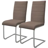 ML-Design Esszimmerstuhl Freischwinger 2Er Set Braun Kunsterlederbezug