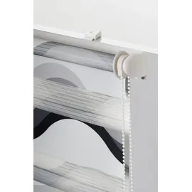 K-HOME Doppelrollo Madrid 80 x 200 cm Wellen grau/weiß